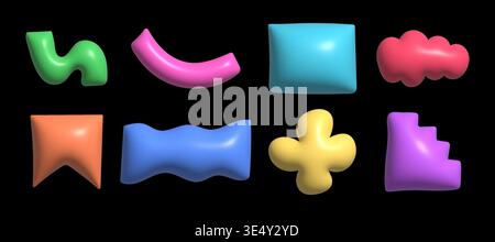 3d abstract shapes collection. Empty realistic design badges collection Stock Vector