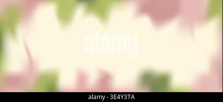 Frame background gradation with blur spring unfocused flowers. Gradient blurred frame. Gentle floral summer backdrop with soft beige pink and organic Stock Vector