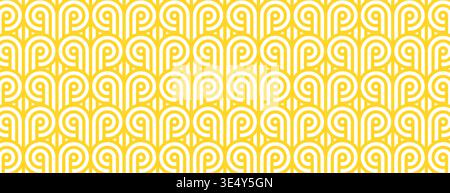Instant noodle ramen background. Yellow seamless pasta vector pattern. Oriental asian foods or spaghetti texture with repeat geometric line art. Poster or wallpaper with abstract italian meal ornament Stock Vector