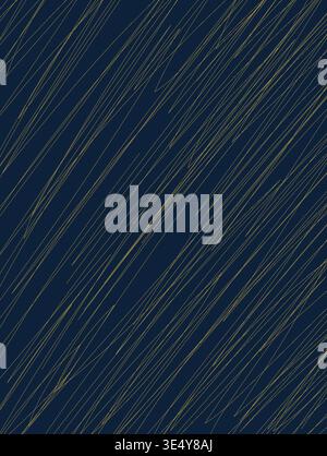 Luxury Gold Scribble Seamless Pattern on Navy Blue, Hand Drawn Vector Metallic Hatching Texture, Dark Abstract Doodle for Premium Branding and Cards Stock Vector