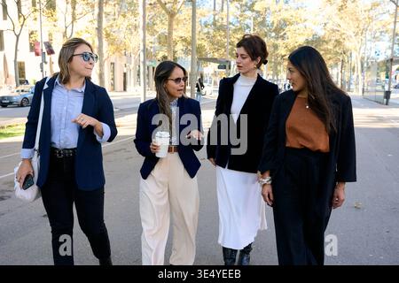 Business women walking downtown discussing new ideas Stock Photo