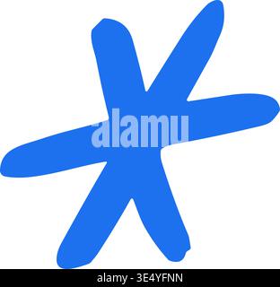 A bold and dynamic hand drawn asterisk or starburst vector illustration. Features a rough, grunge texture for an edgy, modern look. Great for emphasis Stock Vector