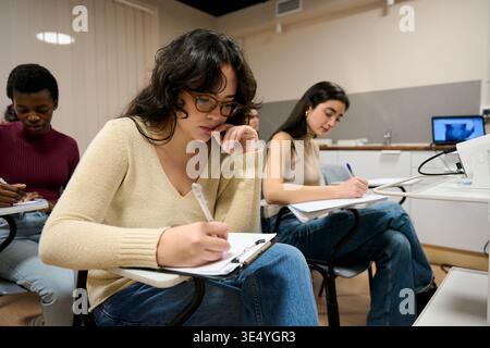Students learning in a modern university classroom Stock Photo