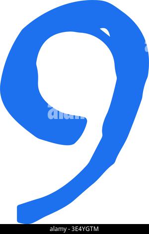 Expressive blue abstract swirl mark. Unique whimsical grunge texture squiggle for creative concepts. Artistic hand drawn vector illustration perfect f Stock Vector