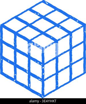 Vector Cube Puzzle Cube puzzle in hand. 3d combination puzzle, linear dwsign. Vector ...