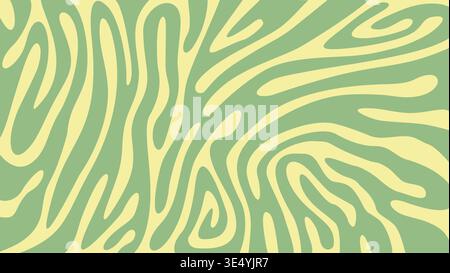 Abstract Liquid Background - Green and Yellow Fluid Waves. Organic Swirl Pattern. Stock Vector