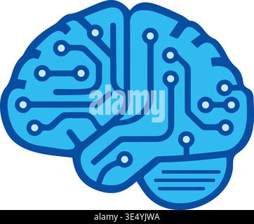 AI Brain Icon - Digital Neural Network. Circuit Board Mind. Artificial Intelligence Concept Vector Illustration. Stock Vector