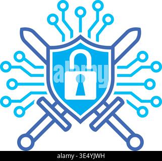Cyber Security Shield Icon Data Protection. Lock Network Safety. Technology Concept. Stock Vector