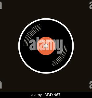 A classic vinyl record with an orange label on a dark background. Stock Vector Groovy Sticker Stock Vector