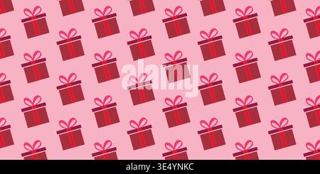 Seamless pattern of red gift boxes arranged across a background Stock Vector