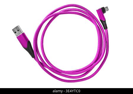 USB to micro-USB chargning cable isolated on white background Stock Photo