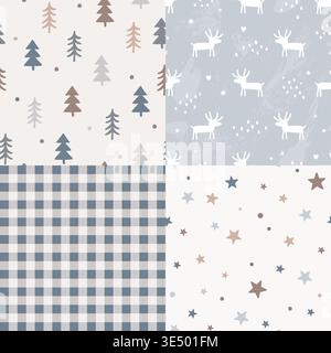 Baby Patchwork Christmas Quilt Doodle Design. Vector background. Cozy Winter Patch Work Texture. Rustic Duvet Design. Stock Vector