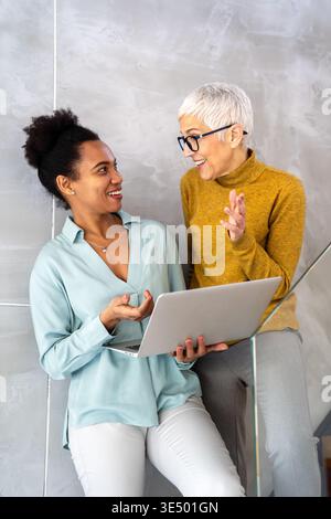 Happy software developers working on meeting, Programming advanced code artificial intelligence. Stock Photo
