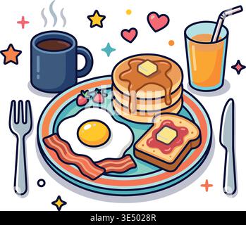 breakfast concept with food and drinks vector illustration graphic design. Vector illustration. Vector illustration Stock Vector