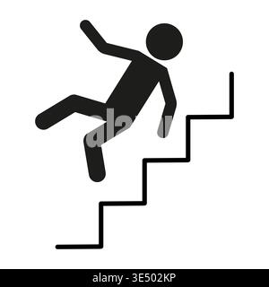 Falling down stairs. Staircase accident Vector. Person safety warning. Step hazard symbol. EPS 10. Stock Vector