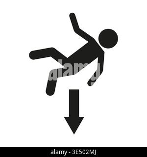 Falling person icon. Down arrow symbol. Human drop Vector. Gravity motion sign. EPS 10. Stock Vector