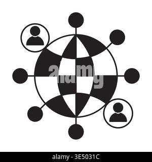 Global network globe. World connection Vector. International link symbol. Planet user icon. Manual vector only. No autotrace used. EPS 10. Stock Vector