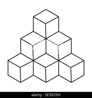 Cube stack set. Geometric blocks Vector. Isometric shape group. Logic logic structure. Manual vector only. No autotrace used. EPS 10. Stock Vector