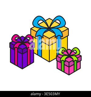 Gift boxes set. Holiday surprise Vector. Festive present group. Great birthday symbol. Manual vector only. No autotrace used. EPS 10. Stock Vector
