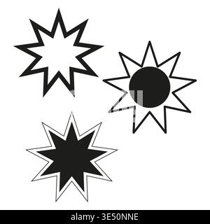 Star burst set. Sharp spark Vector. Flash light symbol. Geometric shape detail. Manual vector only. No autotrace used. EPS 10. Stock Vector