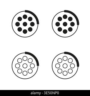 Progress circle set. Loading status symbol. Vector update icon. Round process figure. Manual vector only. No autotrace used. EPS 10. Stock Vector