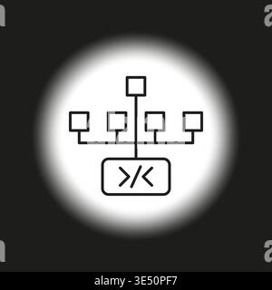 Hierarchy code Vector. Dark background glow. Programming logic scheme. Software structure map. Manual vector only. No autotrace used. EPS 10. Stock Vector