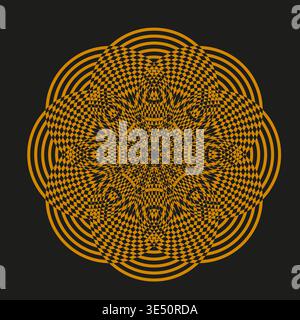 Spiral mandala pattern. Orange curve Vector. Geometric swirl ornament. Abstract circle set. Manual vector only. No autotrace used. EPS 10. Stock Vector