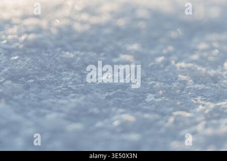 Beautiful snow texture macro. Snow. Snowy field in winter Stock Photo