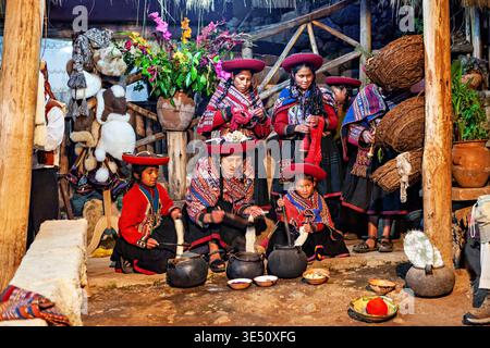 Inca dolls dressed in traditional attire in Peru Stock Photo