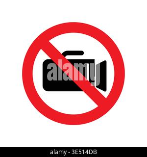 No video recording sign icon representing filming restriction and prohibition of video capture Stock Vector