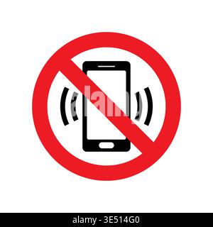 Prohibition sign icon with smartphone symbol for no mobile phones area Stock Vector