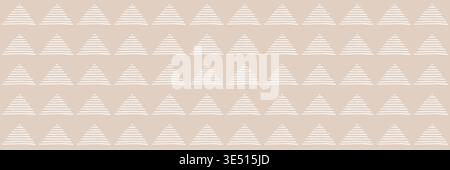Seamless baby pattern with minimalist hand drawn triangles in soft neutral tones. Cute Scandinavian style background perfect for nursery decor, fabric, wallpaper, wrapping paper, kids textile design. Stock Vector