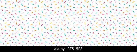 Seamless cute pattern with colorful hand drawn sprinkles and confetti. Sweet pastel texture inspired by donuts, cupcakes, candy. Childlike abstract background for birthday, kids party, fabric, print Stock Vector