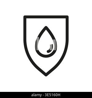 Shield icon symbol. Water drop protection. Waterproof Vector sign. Liquid resistance defense. Stock Vector