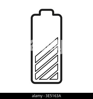 Half battery icon. Power level symbol. Energy cell Vector. Charge status indicator. Manual vector only. No autotrace used. Stock Vector