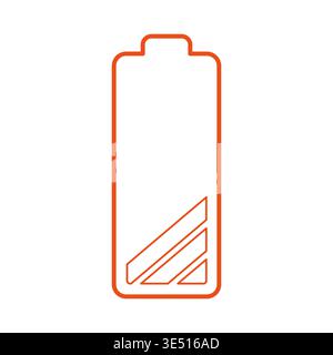 Orange battery icon. Low power symbol. Energy cell Vector. Charge level sign. Manual vector only. No autotrace used. Stock Vector