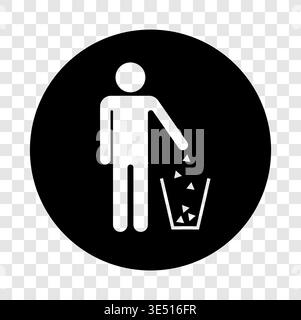 Disposal garbage icon. Waste basket symbol. Trash bin Vector image. Littering person sign. Clean environment sign. Stock Vector