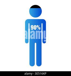 Human loading bar. Ninety percent Vector. Level indicator sign. Person status graphic. Manual vector only. No autotrace used. Stock Vector