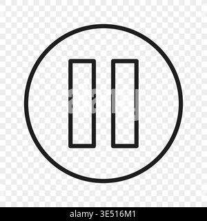 Black circular pause. Multimedia player Vector. Media control button. Digital stop element. Professional video sign symbol. Stock Vector