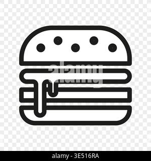 Fast food icon set. Cheeseburger meal symbol. Tasty hamburger Vector image. Restaurant menu element. Delicious snack Stock Vector