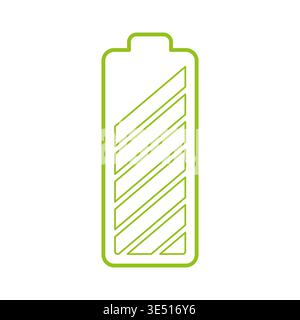Green battery icon. Power energy symbol. Charged cell Vector. Ecological status sign. Manual vector only. No autotrace used. Stock Vector