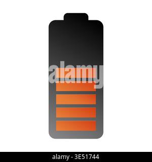 Half battery icon. Orange energy segments. Power level Vector. Charging cell sign. Manual vector only. No autotrace used. Stock Vector