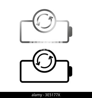 Battery update set. Refresh energy symbol. Power cycle Vector. Sync status icon. Stock Vector