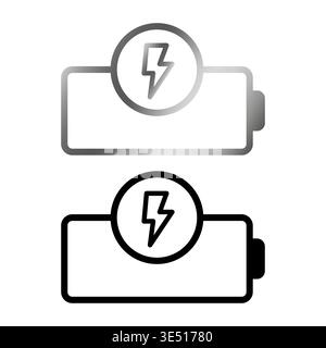Battery charging set. Lightning power symbol. Energy flash Vector. Fast charge icon Stock Vector
