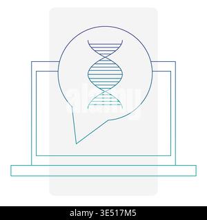 Laptop screen icon. Genetic DNA spiral. Science Vector technology. Biotech research symbol. Digital medical artwork Stock Vector