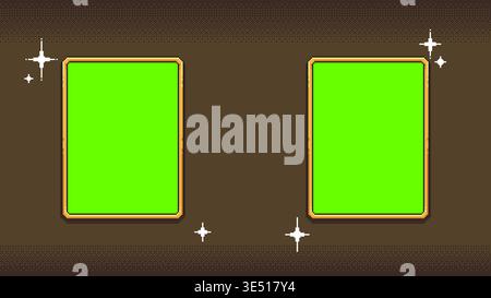Pixel frame set with green screen windows Stock Vector