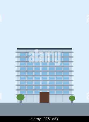 Flat style corporate building or multi-story apartment block, simple geometric lines, business, residential concept. Stock Vector