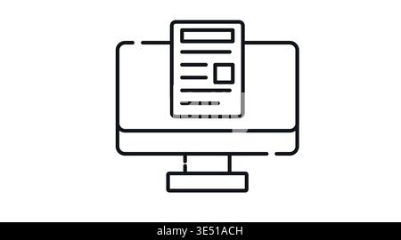 Desktop computer with document file on screen Stock Vector