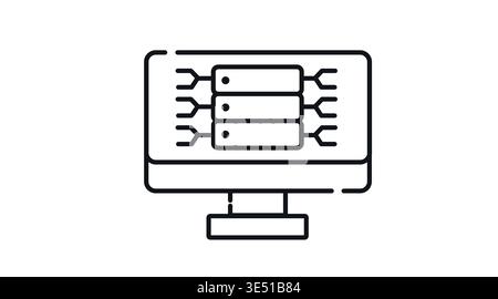 Desktop computer with server rack symbol on screen Stock Vector