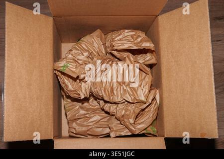 Packaging Materials in Box for Transporting Goods Stock Photo
